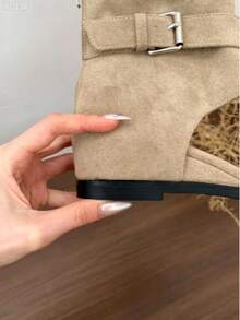 Pantalones casuales versátiles para mujer para uso diario y viajes con diseño de hebilla - Caqui - Ver 5