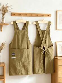 1 buah [Celemek Tahan Air Baru] Celemek Dapur Rumahan untuk Memasak, Pakaian Kerja Katering Tahan Aus dan Bernapas dengan Kantong Besar, Celemek Pinggang Tahan Minyak yang Nyaman, Modis untuk Anak Muda - MultiWarna - View 4