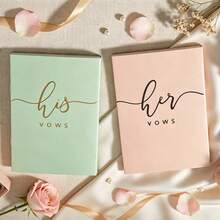 2 Wedding Vow Books, His And Hers, Gold Foil Lettering, 28 Pages Total, Ample Space For Writing Vows, Perfect Essential For Your Wedding Day And Back To School Season - one-size - View 7