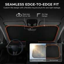 Car Front Windshield Sun Shade, Convenient Storage Design, No-Drill Car Sun Shade Canopy, Full Edge Seamless Fit, Equipped With High-Density Blackout Fabric With Reflective Coating, Protects Car Interior, Effectively Blocks Sunlight, Car Privacy Curtain, Compactly Storable In Car Door Storage Bag, Universal Fit For Sedan, SUV And Truck, Durable Car Interior Protection Accessory - Long - View 1