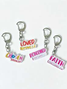 1pc/4pcs Inspirational Quote Letter Keychain, Personalized Style Pendant, Backpack Accessory, Handbag, Bag Charms, Car Keychain, Gifts For Friends - Multicolor - View 2