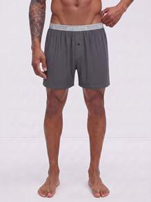 Snug League 1pc Men's Underwear , Long Underwear,Comfortable Polyester Fabric, Letter Waistband - Dark Grey - View 4