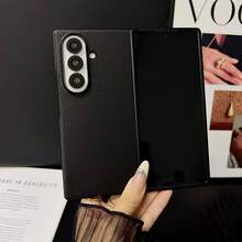 1 Buah Casing Ponsel Lipat Kulit PU Motif Serat Karbon Premium Kompatibel dengan Galaxy Z Fold 8 Fold 8 Ultra Fold7 Fold6 Fold5 Fold4 - Pelindung Belakang Anti Guncangan Seluruh Bodi untuk Bisnis - Hitam - View 14