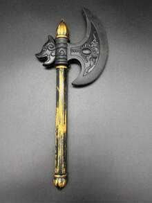 1 Stück Halloween dunkler Stil Cosplay Streitaxt Requisite Waffe für Party Aufführung, handbemalte Axtkopf [handbemalt, Farbe kann ungleichmäßig sein, beeinträchtigt die Verwendung nicht] - Verschiedenfarbig - Übersicht 6