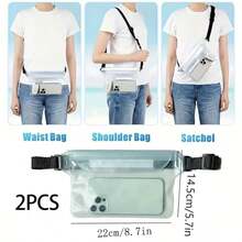 2pcs/PVC Transparent Touchscreen 3-Layer Protective Waterproof Phone Bag, Long Strap For Shoulder/Waist Carry, Waterproof Pouch For Fishing, Water Sports, Beach, Water Park Storage - Clear - View 6