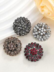4pcs/Pack Flower-Shaped Multi-Layer Rhinestone Studded Exquisite High-End Metal Buttons, Decorative Buttons For Winter Fur Coats, Sweaters, Blazers, Jackets, Bags, Gift Boxes, Bouquets, DIY Jewelry Sewing Accessories - Multicolor - View 4