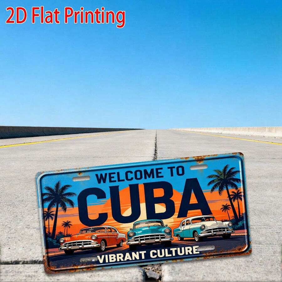 2D Flat Print, 1pc, Decorative Vintage Sign, Outdoor Plaque And Wall Decor, Cuban Theme Wooden Sign, Retro Vibrant Decoration, Cafe Decor (Random Style) - A - View 1