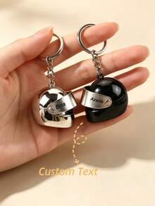 Personalized Stainless Steel Motorcycle Helmet Keychain, Fashionable Helmet Shaped Keychain, Customized Engraved Name Letter Amulet Key Ring Bag Pendant Keychain, Unique Birthday Gift, Christmas Gift, Back To School Gift For Bicycle Enthusiasts - Black - View 13
