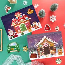 8pcs/16pcs/24pcs Christmas Holiday Stickers Packaging: Santa Claus, Trees, Houses And Snowman Faces - Perfect For Students - Multicolor - View 2