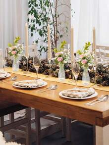 4/8/10pcs Set Plastic Striped Vase Set, Shatter-Resistant Transparent Floral Arrangement Vase, Handmade, Suitable For Various Bouquets And DIY Decor, Holiday Home Decoration, Tabletop Wedding Party Display - B - View 6