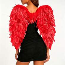 1 Peça Acessório de Fantasia de Asas de Anjo para Adultos - Asas de Penas Artificiais - 4 Cores Disponíveis: Branco, Preto, Rosa, Vermelho - Para Adereços de Fantasia, Acessórios de Cosplay, Conjunto de Acessórios de Fantasia Feminina - Adequado para Halloween, Suprimentos de Festa de Natal - Multicolorido - Visão 8