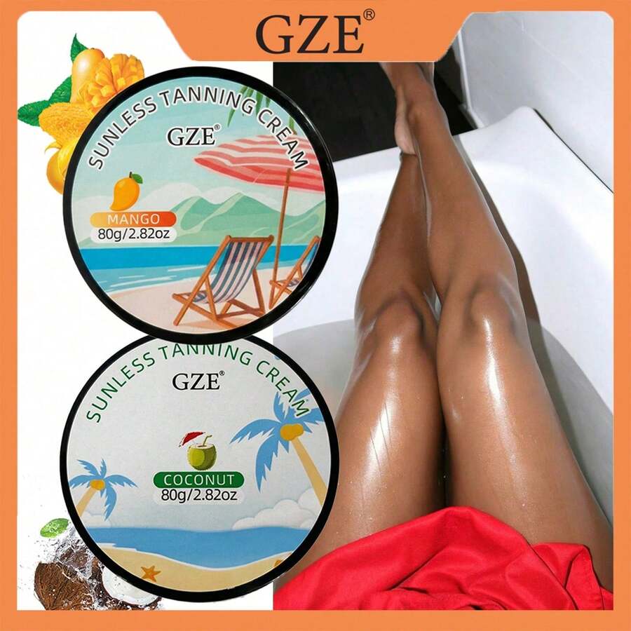 GZE Sunless Tanning Cream 80g/2.82oz, Mango & Coconut Self Tanner Cream, Build Natural Bronzed Glow, Long-Lasting Fake Tan Lotion - Rust Brown - View 1