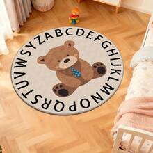 1pc Cartoon Cute Brown Bear Round Rug, Home Decor Rug, Fluffy Comfortable Rug, Living Room Rug, Bedroom Rug, Sofa Seat Rug, Dressing Room Rug, Study Room Rug, Ins Style Rug, Home Decor Rug, Bedroom Decor, Small Rug, Creative Fashion Rug, Living Room Small Rug, Outdoor Rug, Washable Rug - Multicolor - View 5