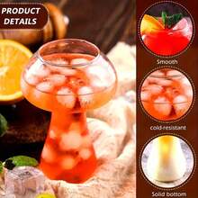 1/2/4/6pcs Mushroom Shaped Glass Cups, Transparent Mushroom Glass Beverage Cups, Creative Design Party Glassware, Suitable For KTV Bars, Clubs And Bistros, Heat-Resistant Borosilicate Glass, Reusable, Suitable For Juice, Milk Tea And More, Hand Wash Only, Creative Party Supplies - Transparent - View 2