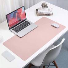 1pc Large PU Leather Desk Mat, Waterproof & Stain-Resistant Keyboard Pad, Minimalist Solid Color Computer Pad, Suitable For Office, Desk Or Dining Table, Easy To Clean, Available In Multiple Colors: Pink, Grey, Black - View 2
