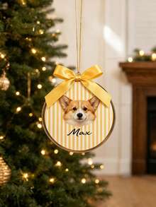 1pc Customized Photo & Text Pet Ornament - Acrylic Christmas Tree Hanging Decoration With Pet Name, Durable Ribbon, Cozy Farmhouse Style, Suitable For Home/Car/Holiday Decor, Perfect Christmas & New Year Gift For Dog/Cat Lovers, Pet Owners, Families - Multicolor - View 9