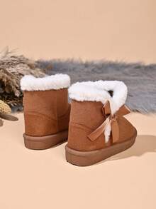 Infant New Snow Boots With Bow Decor - Brown - View 5