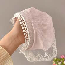 1 pezzo Fascia triangolare in pizzo stile bohémien per donna, elegante fascia per capelli stile country con bordo in pompon, accessorio per capelli premium, adatto per foto in spiaggia e uso quotidiano - Rosa - Visualizzare 12