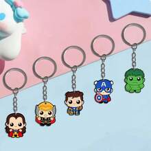 12pcs Avengers Chibi Cartoon PVC Soft Rubber Keychain Assorted Set, Thor Super Hero Silicone Keychains, Birthday Party Gift Bag Fillers, Backpack Pendant Decorative Accessories - Multicolor - View 3