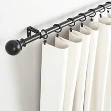 Paquete de 2 soportes ajustables para barra de cortina de metal, negro, ancho de instalación 7–11 cm, apto para barras de hasta 25 mm de diámetro, montaje en pared para barras de cortina - Negro - Ver 2
