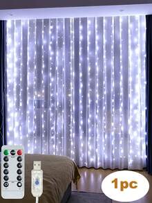 300 LED Window Curtain Lights, 9.8x9.8 Ft (Approx. 3 Meters*3 Meters), Warm Lighting, USB Powered, 8 Modes Remote Control, Hanging Lights For Bedroom, Indoor, Outdoor, Wedding Party (Color/Warm White/Pure White) - 多色 - 查看 12