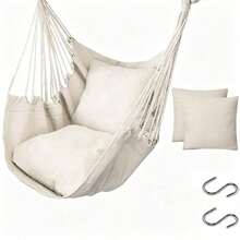 Hammock Chair Hanging Hammock Chair Rope Swing 2 Cushions Included-Sturdy & Durable Soft Cotton Hand Woven Hammock Swing For Bedroom, Porch, Patio-Indoor/Outdoor - Multicolor - View 10