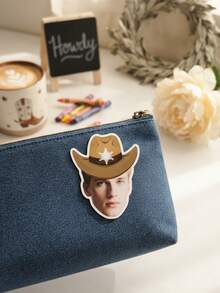 12/24/48pc Custom Photo Sheriff Cowboy Hat Face Stickers, Western Star Badge Cowboy Portrait Cutout Stickers, Personalized Wild West Sheriff Stickers,Western Rodeo Themed Birthday Party Favors - Multicolor - View 5