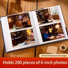 1pc Soft & Cute Healing Photo Album, Large Capacity, Suitable For 4*6inch Photos, Full Landscape Insert Style, 6 Inch 200 Photos, Suitable For Recording Baby's Full Month, 100 Days, 1st Birthday Growth Moments. - 1PC - View 2