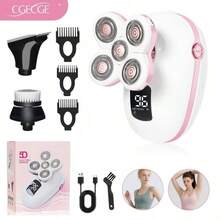 CGECGE Electric Shaver, Electric Bald Head Shaver, Rotary Shaver, IPX6 Waterproof, Wet And Dry Use, Easy To Clean, Contour To The Face, Floating Head, Screen Display, Type-C Charging, Underarm, Leg, Arm, Body Hair Removal Tool, Holiday Gift. - 粉紅白色套裝 - 查看 2