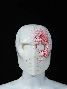 Blood Splatter Hockey Mask, Serial Killer Cosplay Mask, Halloween Costume Party Horror Accessory - Multicolor - View 1