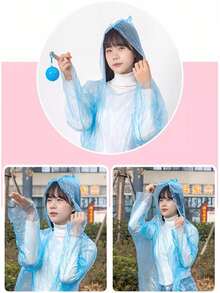1 Set. Compressed Raincoat Ball + Waterproof Shoe Covers Rain Gear Set - Multicolor - View 6