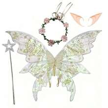 1pc Colorful Butterfly Fairy Wings Costume Accessory, Butterfly Fairy Wings, Elf, Fairy, Festival Costume Prop, Cosplay - Four-leaf Trailing Wings - View 1