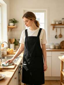 1 buah [Celemek Tahan Air Baru] Celemek Dapur Rumahan untuk Memasak, Pakaian Kerja Katering Tahan Aus dan Bernapas dengan Kantong Besar, Celemek Pinggang Tahan Minyak yang Nyaman, Modis untuk Anak Muda - MultiWarna - View 7