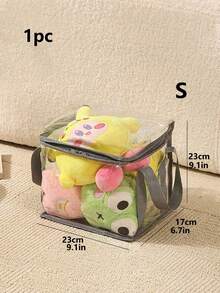 1pc Large Capacity Toy Storage Bag, Doll Storage Organizer Box, Student Book Waterproof Storage Bag, Toy Storage Bag, Multi-Functional Portable Miscellaneous Storage Bag, Student Book Transparent Thickened Waterproof Storage Bag, Transparent Desktop Storage Box For Home - Clear - View 5