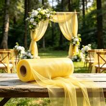 1pc Yellow Sheer Chiffon Fabric, Long Solid Color Sheer Curtain, Multi-Purpose Party Backdrop Fabric, Suitable For Wedding Arch, Home Decor, Birthday Wedding Party Room Backdrop, Ceremony Backdrop, Dining Table Decor Scarf, Tablecloth, Photography Props, Solid Color Sheer, Christmas Decor, Christmas Room Decor, Etc. - Festive Decorations - a - View 11