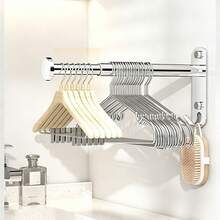 1/2pcs Expandable Multi-Functional Stainless Steel Storage Rack, Suitable For Balcony/Bathroom/Entryway/Wardrobe And More - Multicolor - View 1