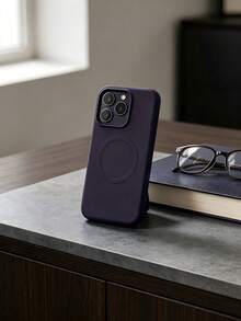 VRNOEI Deep Purple Magnetic Minimalist Protective Case, Compatible With IPhone 17 Pro Max, 11 13 12 14 15 16 Pro Max, Supports Wireless Charging, Velvet Camera Protection, Series Phone Case, Unisex Phone Case Accessory - Dark Purple - View 5