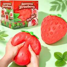 Tachimi 1pc All Occasion Custom Party Gifts Giant Strawberry Squishies, Super Soft Stress Relief Hand Squeeze Fidgets, Minimalist Desktop Ornaments For Office Classroom Use - Multicolor - View 2