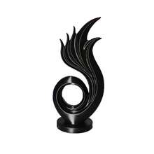 1pc Modern Abstract Fluid Art Desktop Ornament, Matte Black Minimalist Design, Smooth Curved Flame Line Design, Delicate And High-End Texture. Compact And Space-Saving, Suitable For Placement On Desk, Entryway, Shelf, Enhancing Home Atmosphere, As Soft Decoration, Photography Prop, Luxury Creative Gift, Creating Minimalist High-End Home Aesthetic Style. - Multicolor - View 5