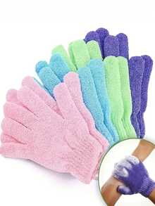 1/6/12 piezas Guantes exfoliantes para ducha, toalla de ducha, guantes de baño, guantes exfoliantes de doble cara para spa, masaje y exfoliación corporal, accesorios de baño para lavado corporal - multicolor - Ver 4