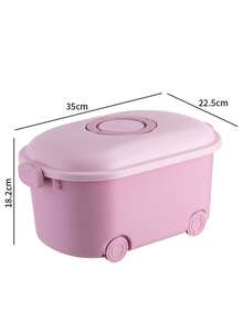 1pc Children's Doll Storage Box With Wheels, Baby Doll & Miscellaneous Items Organizer, Plastic Storage Bin For Home Use - Multicolor - View 8
