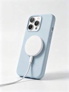 VRNOEI 淺藍色磁吸極簡保護殼，相容 iPhone 17 Pro Max、11、13、12、14、15、16、18 Pro Max，支援無線充電，天鵝絨相機保護，系列手機殼，中性手機配件 - 淺藍色 - 查看 3