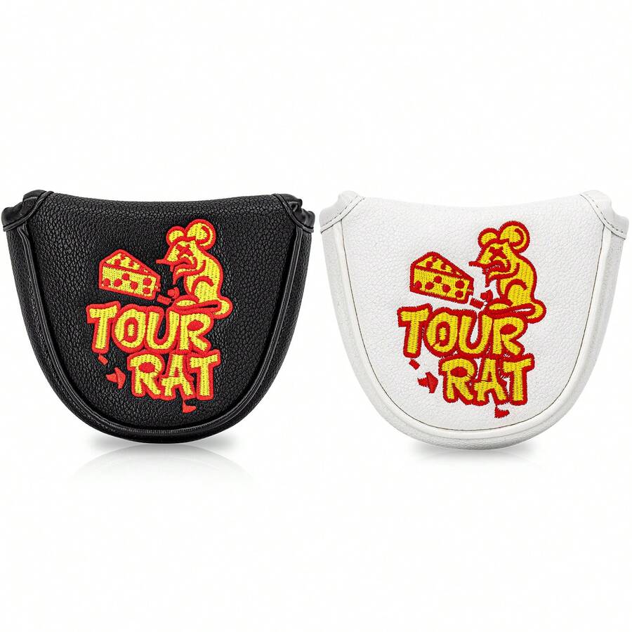 Cute Mouse And Cheese Embroidery Mallet Putter Head Cover, Golf Putter Protective Headcover Golf Accessories - Multicolor - View 1