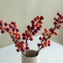 1pc/3pcs/6pcs, 85cm Multicolor Artificial Wild Berry Branches, Rustic Style Vase Filler, Living Room Dining Table Fireplace Decor, Artificial Berries Suitable For Winter Berries Christmas Holiday And Home Decoration, Berry Branches - Burnt Orange - View 9