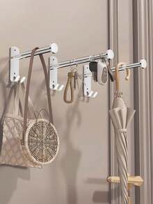 1/2pcs Expandable Multi-Functional Stainless Steel Storage Rack, Suitable For Balcony/Bathroom/Entryway/Wardrobe And More - Multicolor - View 4