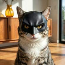 1pc Cat Mask Funny Pet Costume Face Cover, Fabric Material, Pet Costume Style, Cat Face Pattern, Cosplay Photo Prop, Suitable For Halloween Costume Party Pet Dress Up - Multicolor - View 1
