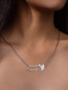 Collar con colgante de baile de acero inoxidable personalizado - Regalo para el Día de la Madre, regalo para la hermana, regalo de alta gama para el Día de San Valentín, cumpleaños, graduación, conmemorativo, collar con nombre personalizado de 1-12 letras, adecuado para mamá, niñas, hermanas, regalo de alta gama - Multicolor - Ver 4