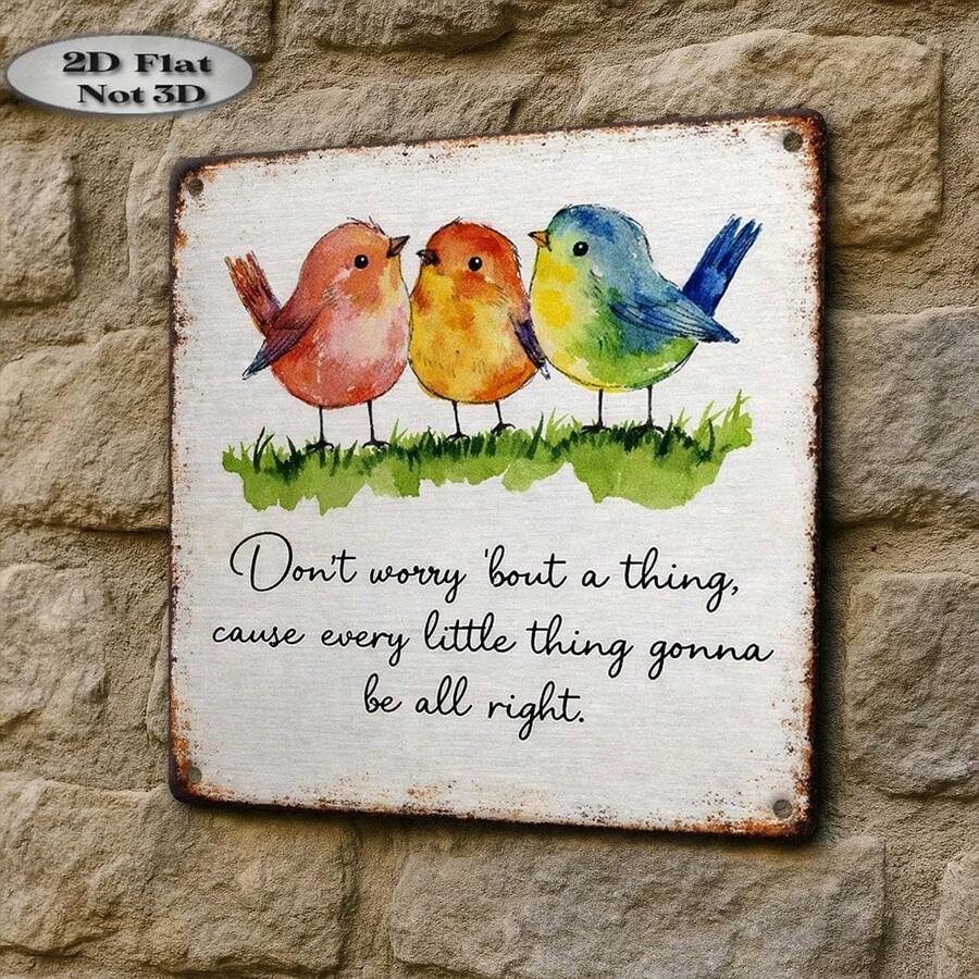 1pc Vintage Sign, Outdoor Decorative Wall Plaque, Retro Style, Positive Message "Everything Will Be Alright", Home Wall Decor Plaque, Suitable For Bedroom And Living Room, Perfect Gift For Family, (Random Style) - A - View 1