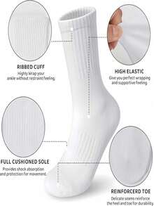 6/10/12/20 pares de calcetines gruesos de invierno para hombre en blanco y negro, calcetines altos hasta la rodilla ajustados de moda casual para deportes al aire libre, negocios casuales y vacaciones - Multicolor - Ver 5