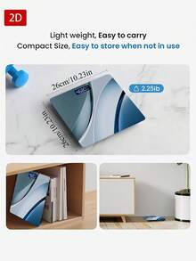 1pc Light Luxury Blue-Gray Curved Texture Scale/ Suitable For Small Scale,Household Scale,Compact Scale,Bathroom Scale /Easy To Apply /Measures Weight Up To 400 Lb/180kg,Tempered Glass Surface,Temperature Detection,Uses AAA ( Not Included) - Multicolor - View 5